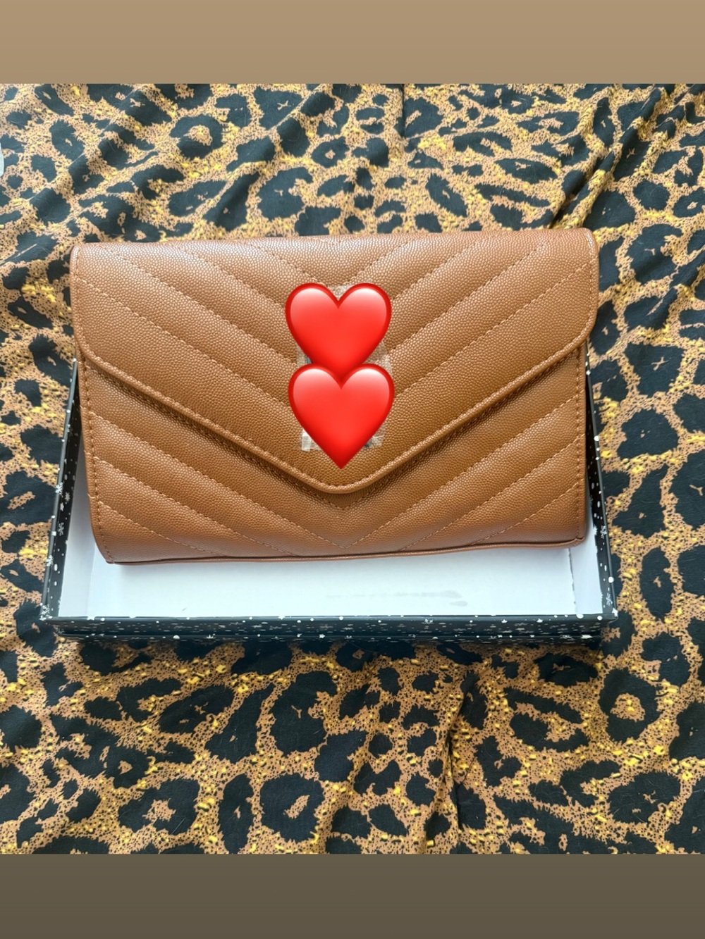 Brown Quilted Envelope Crossbody Wallet